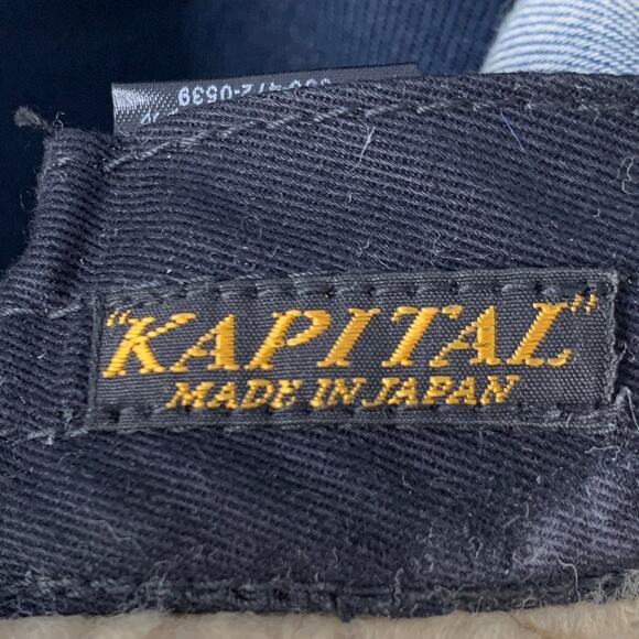 KAPITAL Size 7 1/2 Indigo Mixed Fabrics Patchwork Cotton Hat - Picture 8 of 9